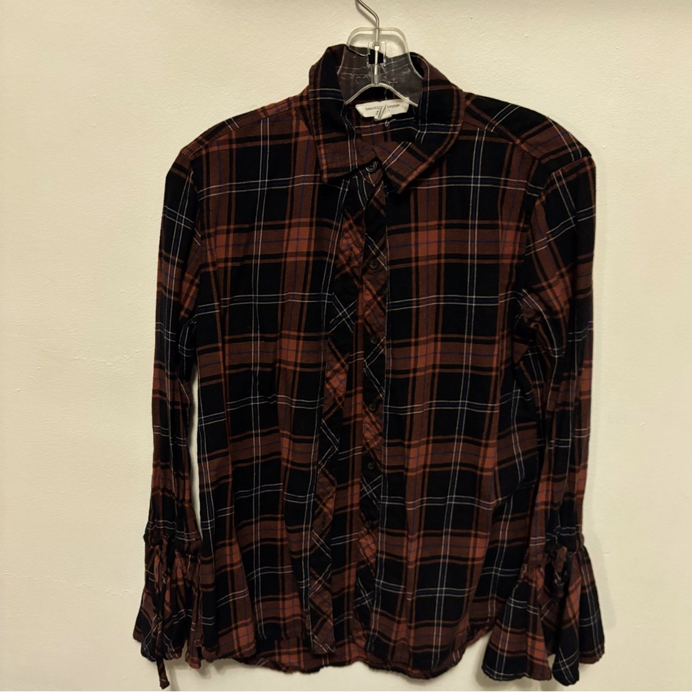 Beach lunch lounge plaid bottom down with flare sleeves